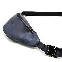 Синя маленька сумка бананка з кінської шкіри TARWA RK-3034-3md