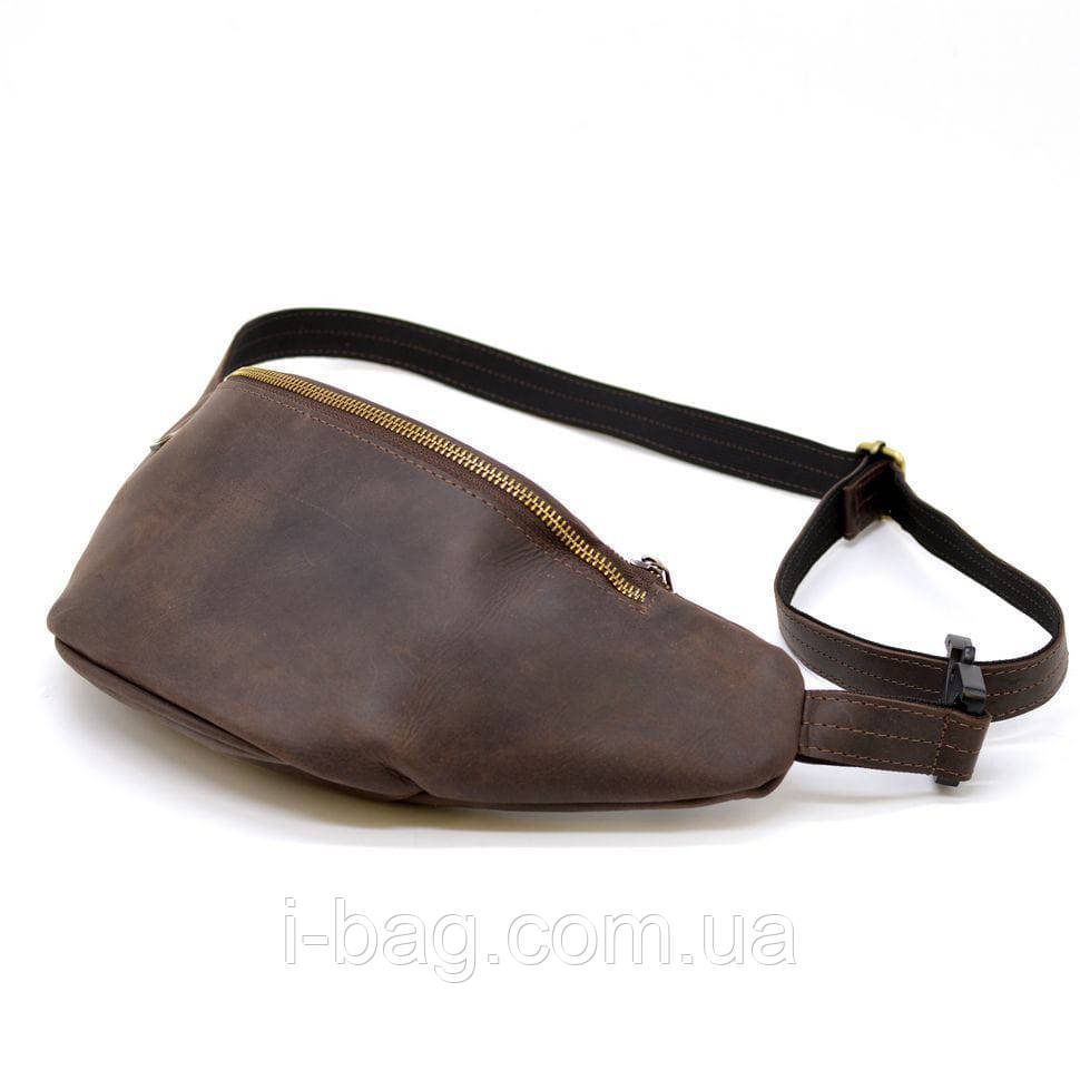 Стильна сумка на пояс бренда TARWA RC-3036-4lx у коричневій шкірі Крейзі Хорс, фото 1