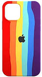 Силіконовий чохол для iPhone 12 Pro / 12 - Rainbow, Різнокольоровий / Червоний, фото 3