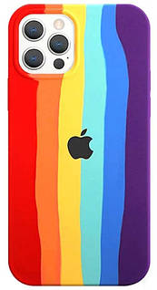 Силіконовий чохол для iPhone 12 Pro / 12 - Rainbow, Різнокольоровий / Червоний