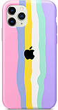 Силіконовий чохол для iPhone 11 Pro Max - Rainbow, Різнокольоровий / Рожевий, фото 3