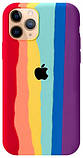 Силіконовий чохол для iPhone 11 Pro Max - Rainbow, Різнокольоровий / Червоний, фото 3