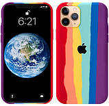 Силіконовий чохол для iPhone 11 Pro Max - Rainbow, Різнокольоровий / Червоний, фото 4