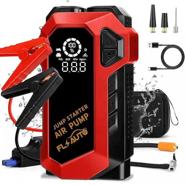 Пускозарядний пристрій Jump StaRter для автомобіля 2000мАч з компресором (Червоний)