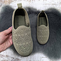 Мокасини жіночі Gipanis хакі літні текстильні сліпони 4459, фото 5
