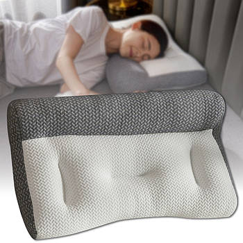 Ортопедична подушка 60х40 см з підтримкою шиї та голови Pillow-03 Сіро-Біла