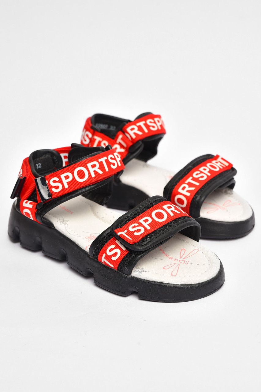 Босоніжки для дівчинки чорно-червоного кольору 202057P, фото 1