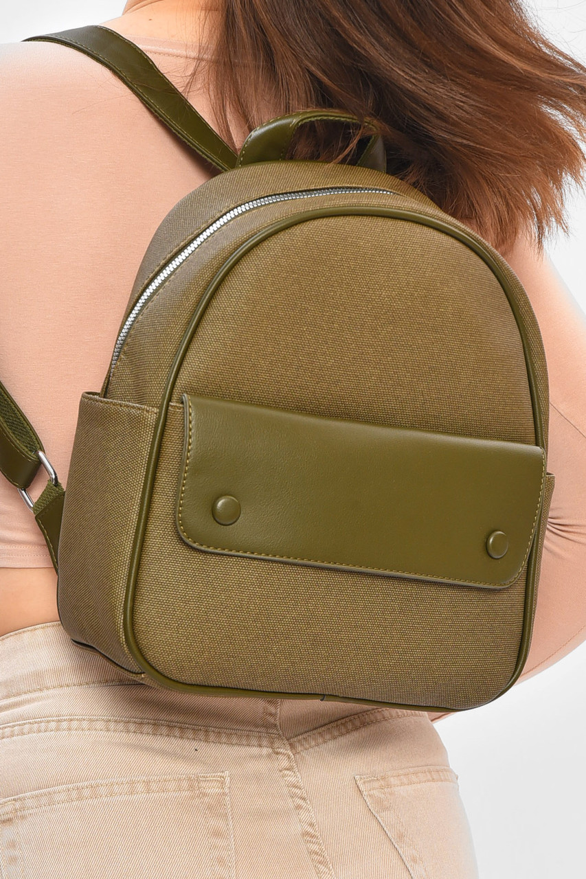 Рюкзак жіночий з екошкіри зеленого кольору 201946P, фото 1