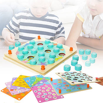 Настільна дерев'яна гра Пошук пар з 10 картками та 20 фішками MD 2785