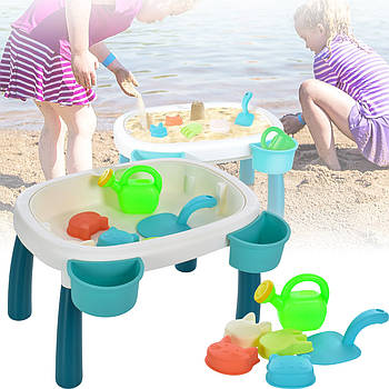 Стіл-пісочниця 42x31x25 см для гри з піском та водою HG-1212 Ігровий столик з 2-ма ємностями
