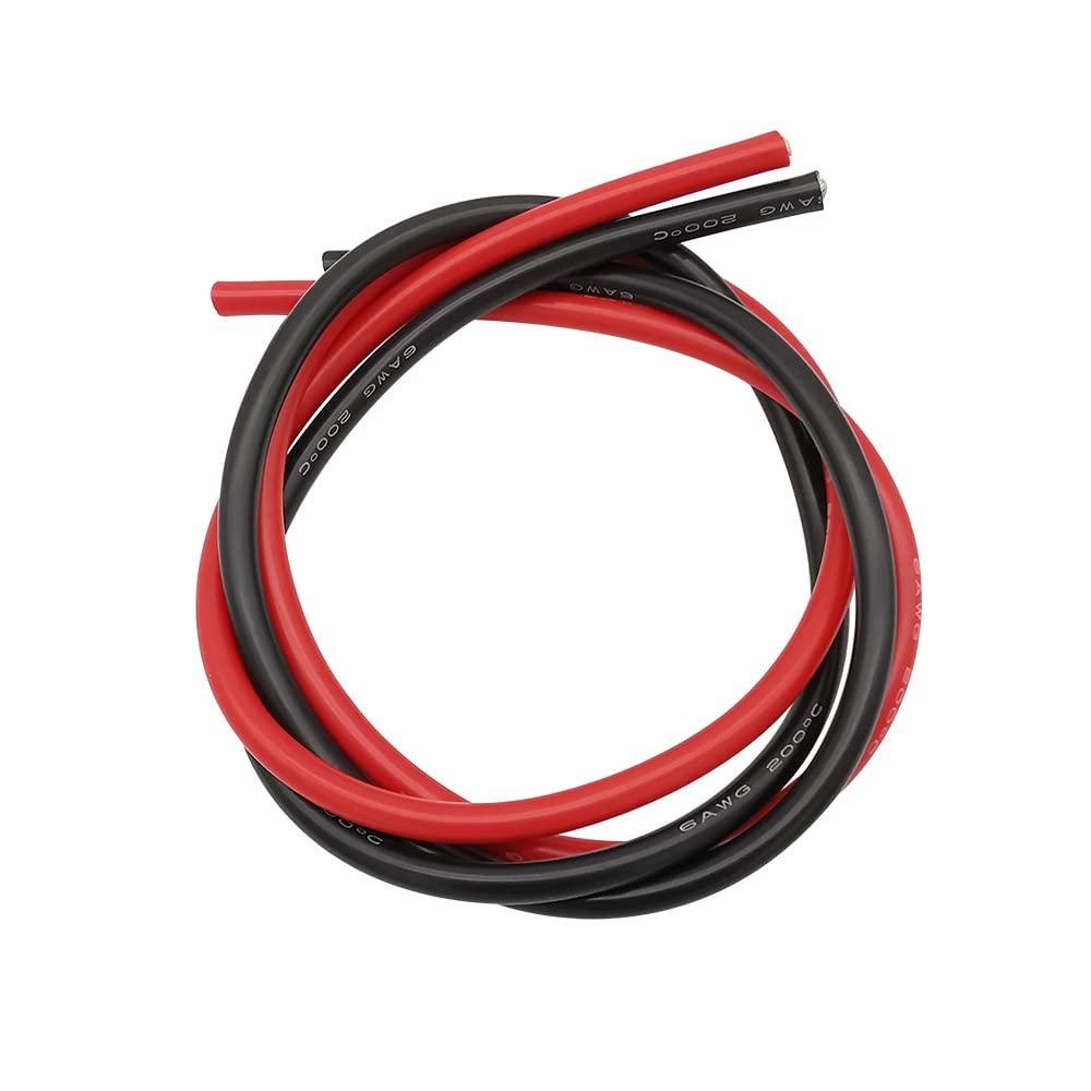 Дріт, кабель в силіконовій ізоляції 6AWG, 1м, чорний