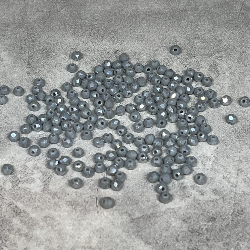 Бусина Рондель 2*2 мм, колір сірий (непрозорий), арт 018201, 1-нитка ≈145-155 шт, Сірий, фото 1