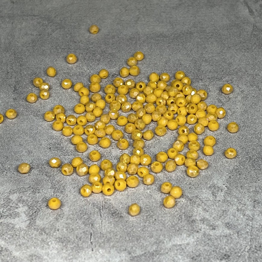 Бусина Рондель 2*2 мм, колір жовтий (непрозорий), арт 018202, 1-нитка ≈145-155 шт, Жовтий, фото 1