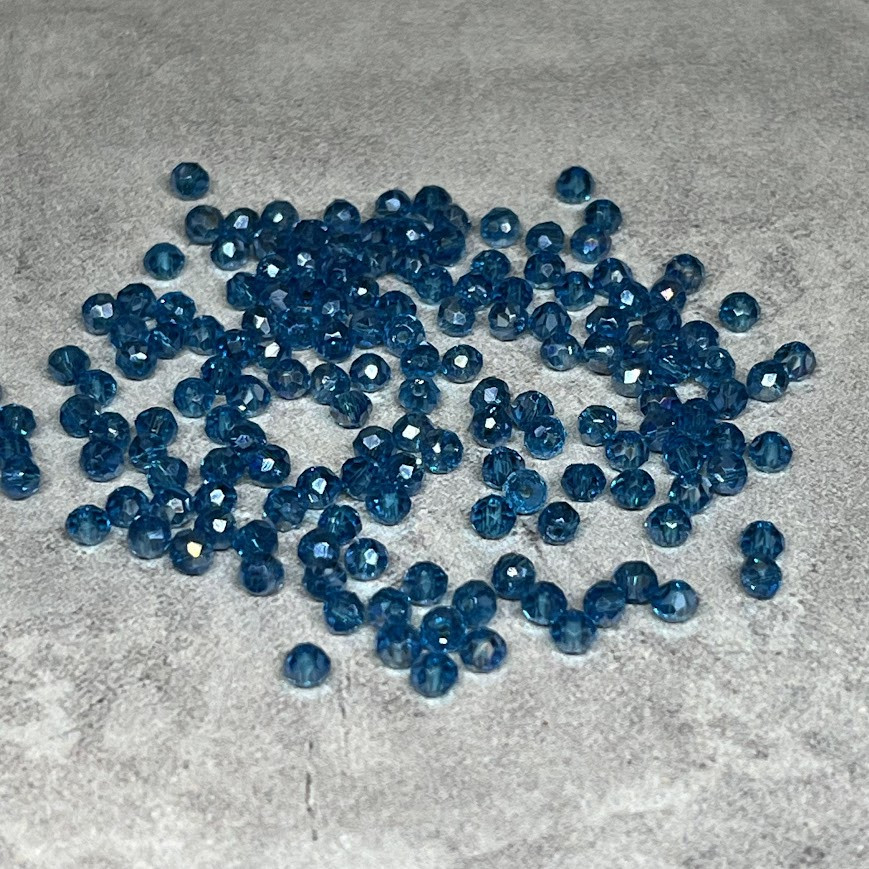 Бусина Рондель 2*2 мм, колір бірюзовий (прозорий), арт 018204, 1-нитка ≈145-155 шт, Бірюзовий, фото 1