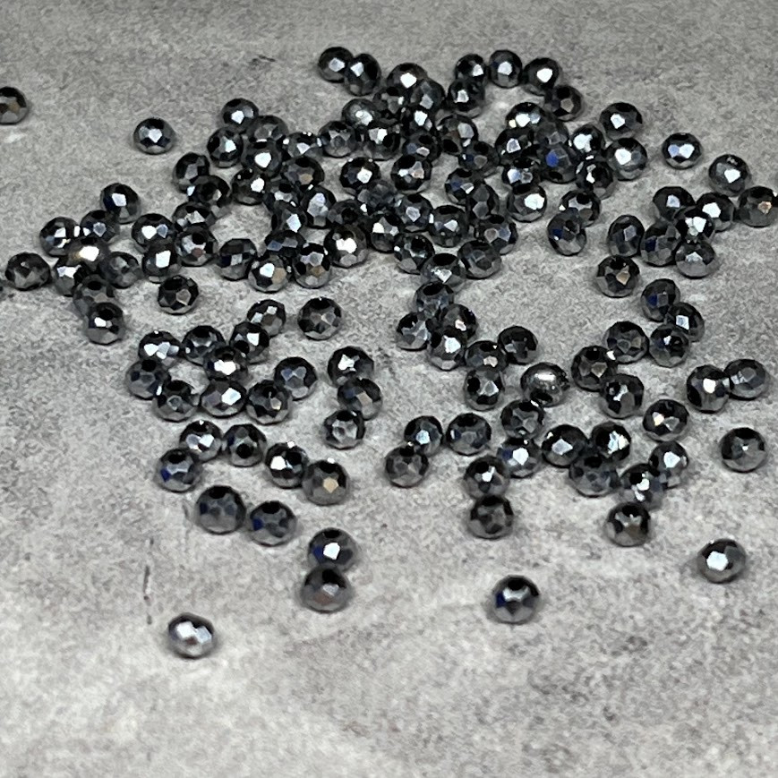 Бусина Рондель 2*2 мм, колір срібло-гальвіка (непрозорий), арт 018207, 1-нитка ≈145-155 шт, Сріблястий, фото 1