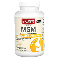 Метилсульфонілметан, MSM, Jarrow Formulas, 1000 мг, 200 вегетаріанських капсул
