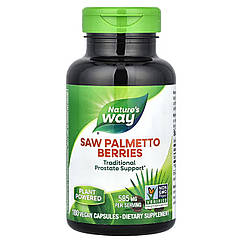 Со Пальметто, Saw Palmetto, Nature's Way, ягоди, 585 мг, 180 веганських капсул