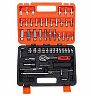 Набор торцевых головок бит 53 предмета с трещеткой 1/4" удлинитель вороток ключи, в кейсе, New Tools HP227