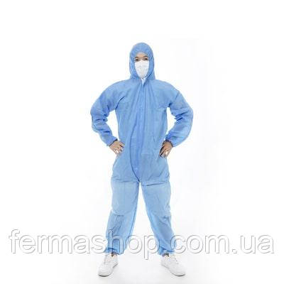Одноразовий захисний одяг із капюшоном на блискавці, 50 г/м2, XL, фото 1