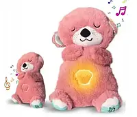 М'яка іграшка-нічник Видра з дихаючим животиком - нічне світло для комфортного сну дитини, Рожевий
