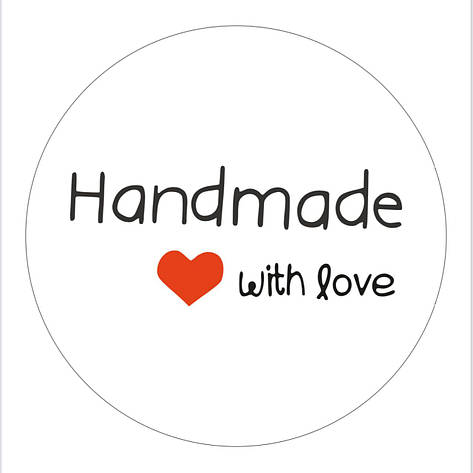 Наклейки ∅-40 мм (50 шт.) кольорові "Hand made" (1), фото 1