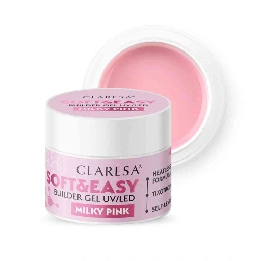 Набір з 3 шт. Claresa Soft&easy Builder Gel Milky Pink 45 G жел для нігтьового моделювання Soft & Easy Pink 45g