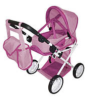 Коляска для ляльки CARRELLO UNICO 9346 ROSE з сумкою метал.кор.45*15*36,5 /1/