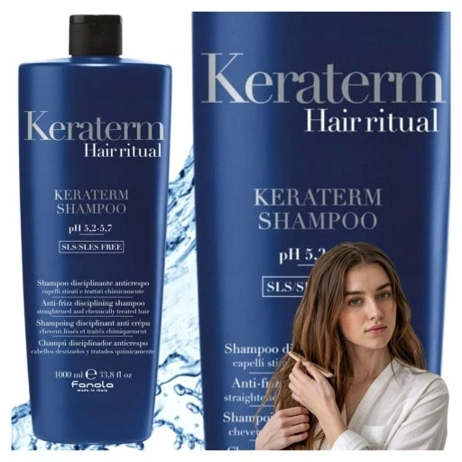 Набір з 2 шт. Fanola Keraterm 1000 Ml шампунь для волосся для сухого волосся з кератином проти пухнатості 1 л