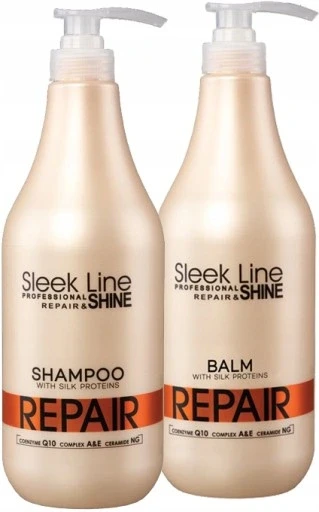Набір з 2 шт. Шампунь Sleek Line Repair Stapiz 1000 Ml відновлення та зволоження Line Shine набір для волосся 1л + бальзам 1000ml