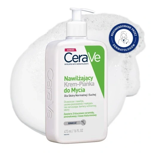 Cerave зволожуючий крем-пінка для миття для нормальної та сухої шкіри 473 мл