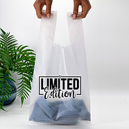 Пакет майка прозорий Пакети з логотипом майка оптом під замовлення 30х50 см, фото 4