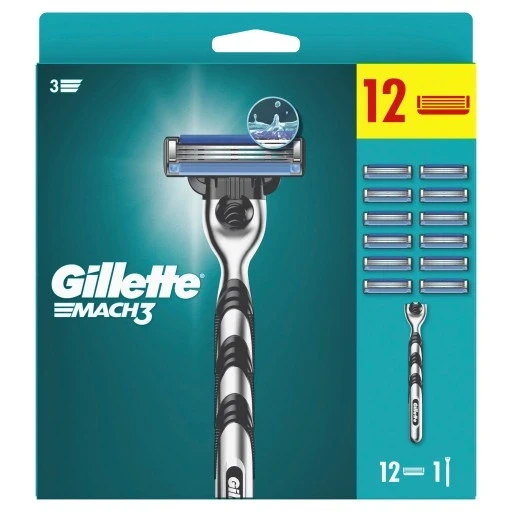 Gillette Mach3 чоловіча бритва 12 лез для гоління + 12