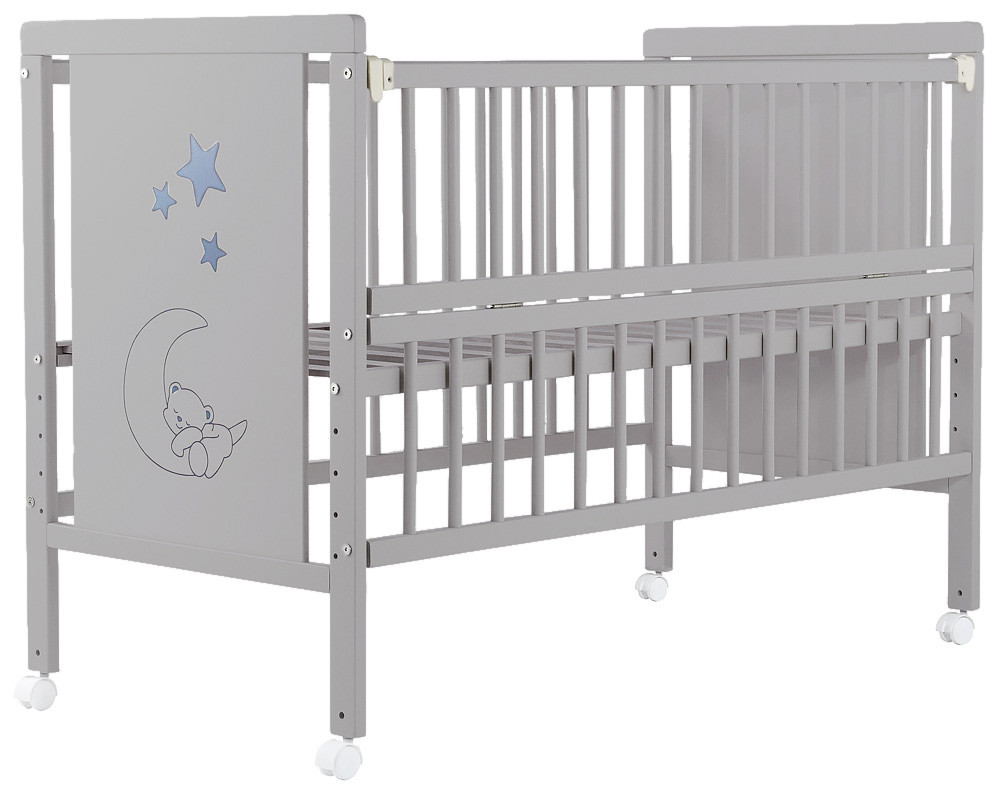 Ліжко Bair Ведмедик M-1 відкидний бік, колеса бук сірий, фото 1