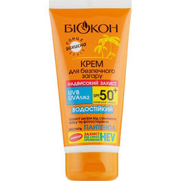 Засіб для засмаги Біокон Крем для безпечної засмаги "Надвисокий захист" SPF 50+ 160 мл (4820160039520) - оригінал