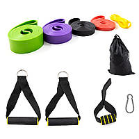 Набір гумок для підтягування та спорту 5шт + ручки для тяги 2шт + дверний якір OSPORT Set 107 (n-0137)