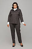 Жіночий кашеміровий жакет з кишенями та патами великих розмірів 50-60 графітовий, фото 4