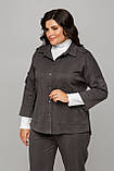 Жіночий кашеміровий жакет з кишенями та патами великих розмірів 50-60 графітовий, фото 6