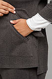 Жіночий кашеміровий жакет з кишенями та патами великих розмірів 50-60 графітовий, фото 8