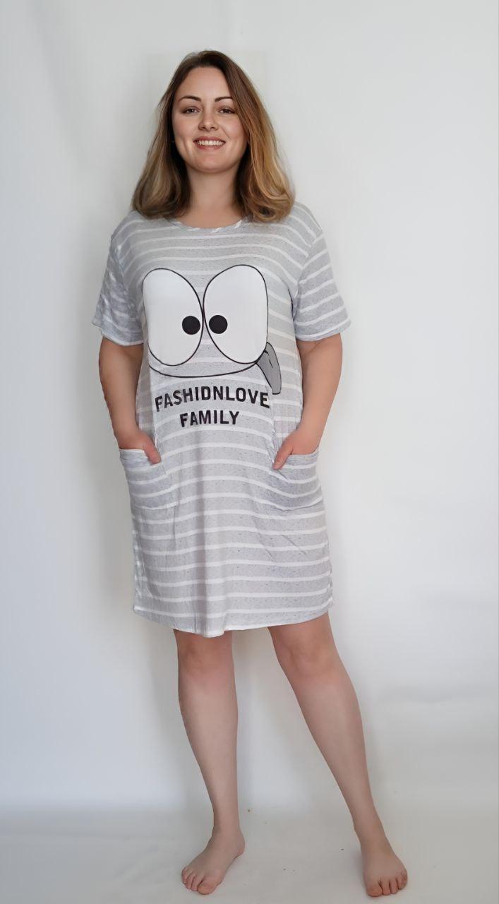 Домашне плаття-туніка oversize трикотажне в смужку