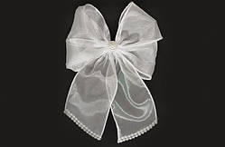 Білий бант для волосся на гумці