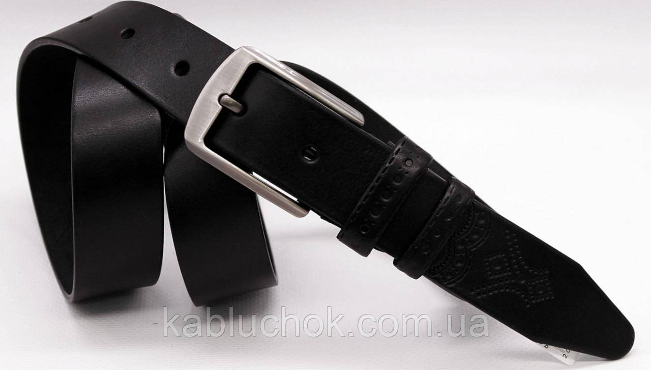 Чоловічий ремінь 35 мм натуральна шкіра чорний торгова марка "KREMEN BELTS", фото 1