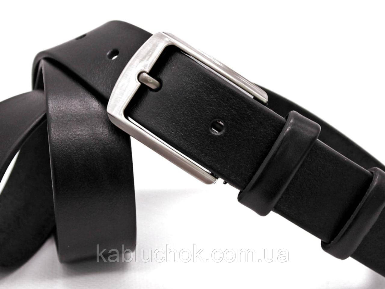 Чоловічий ремінь 35 мм натуральна шкіра чорний торгова марка "KREMEN BELTS", фото 1