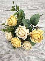 Штучні троянди . Букет декоративних троянд з додатками ( 30 см , жовта ), фото 7