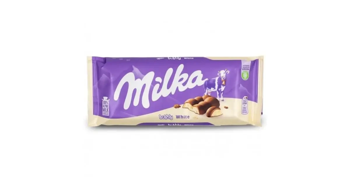 Шоколад білий пористий Milka Bubbly White, 90 г