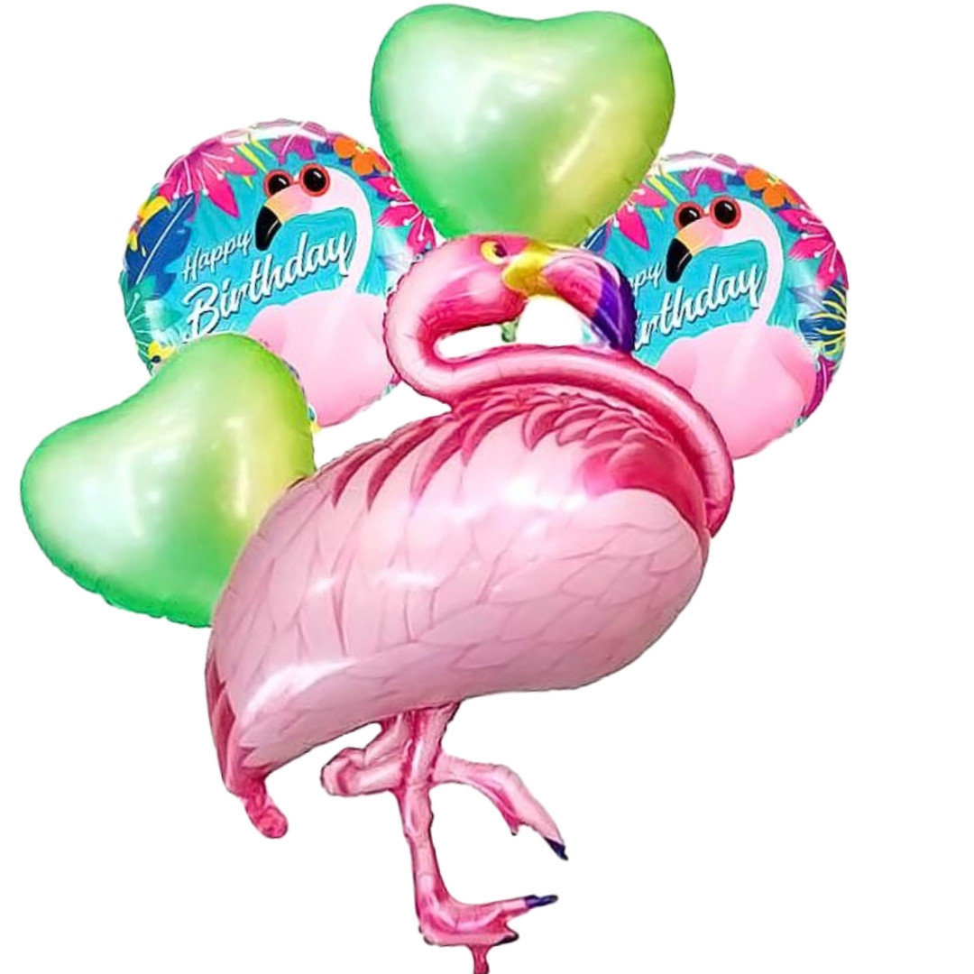 Фольговані кульки в наборі у стилі "Фламінго" 5 шт., фото 1