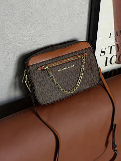 Сумка кросс-боді Michael Kors jet set large logo crossbody bag ivory Коричневий