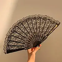 Віяло мереживне чорне ручне
