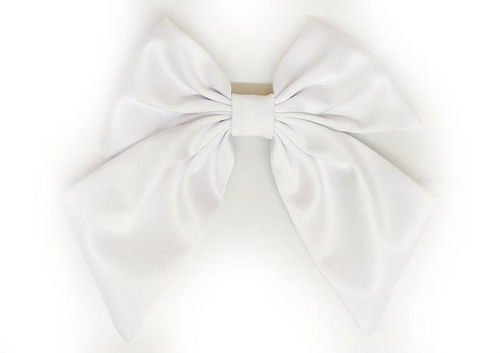 Бант шпилька Воллі з атласу білого кольору, фото 1