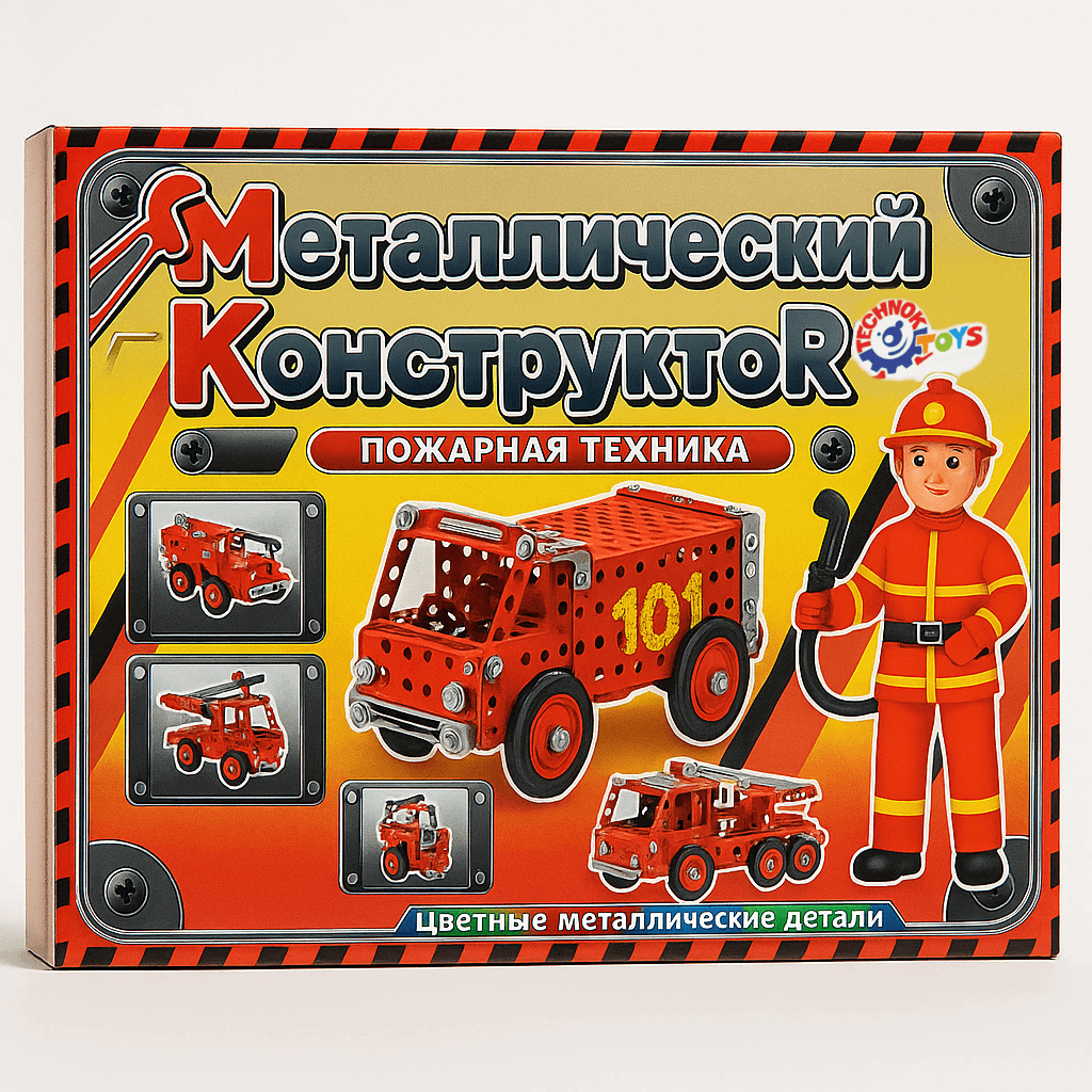 Металевий конструктор для дітей Технок “Пожежна техніка”, 309 деталей (арт. 2056)