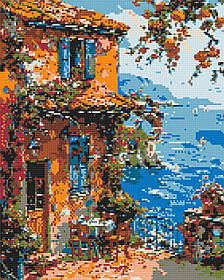 Алмазна мозаїка/вишивка Будинок на узбережжі 40*50 см Орігамі OD 3482